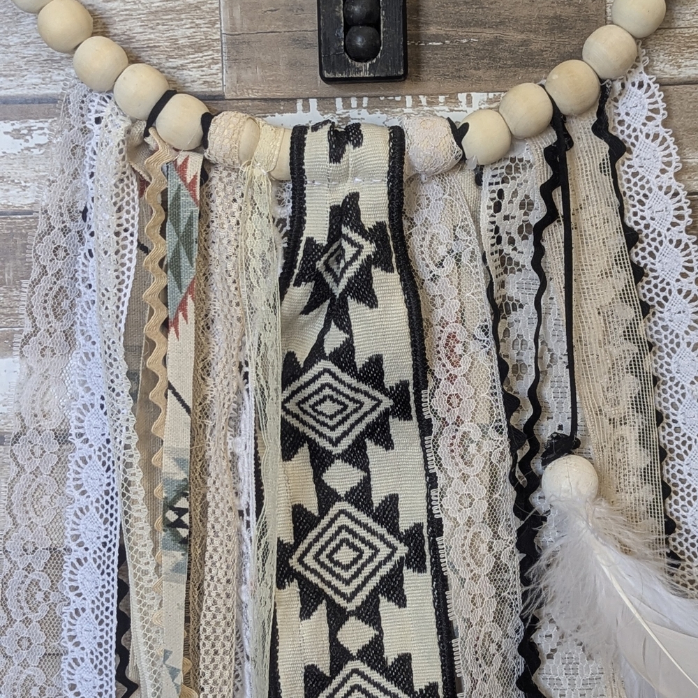 New Handcrafted Boho Dreamcatcher With Rustic Wooden Cross & Feathers - Picture 3 of 9